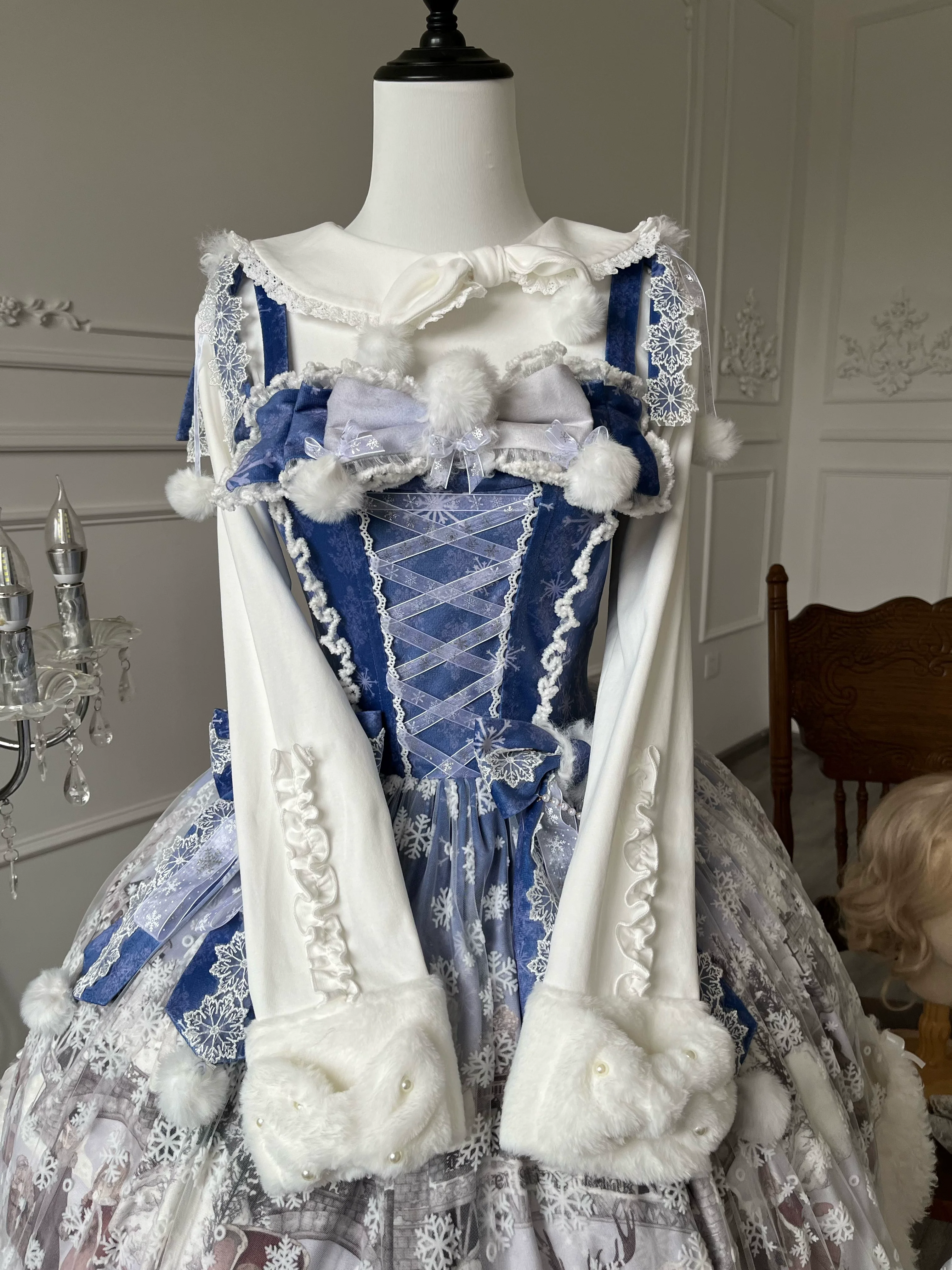 Jiuniangtutao - Edelweiss Moment - Fluffy Sweet Lolita JSK, Snow Details - Image 5