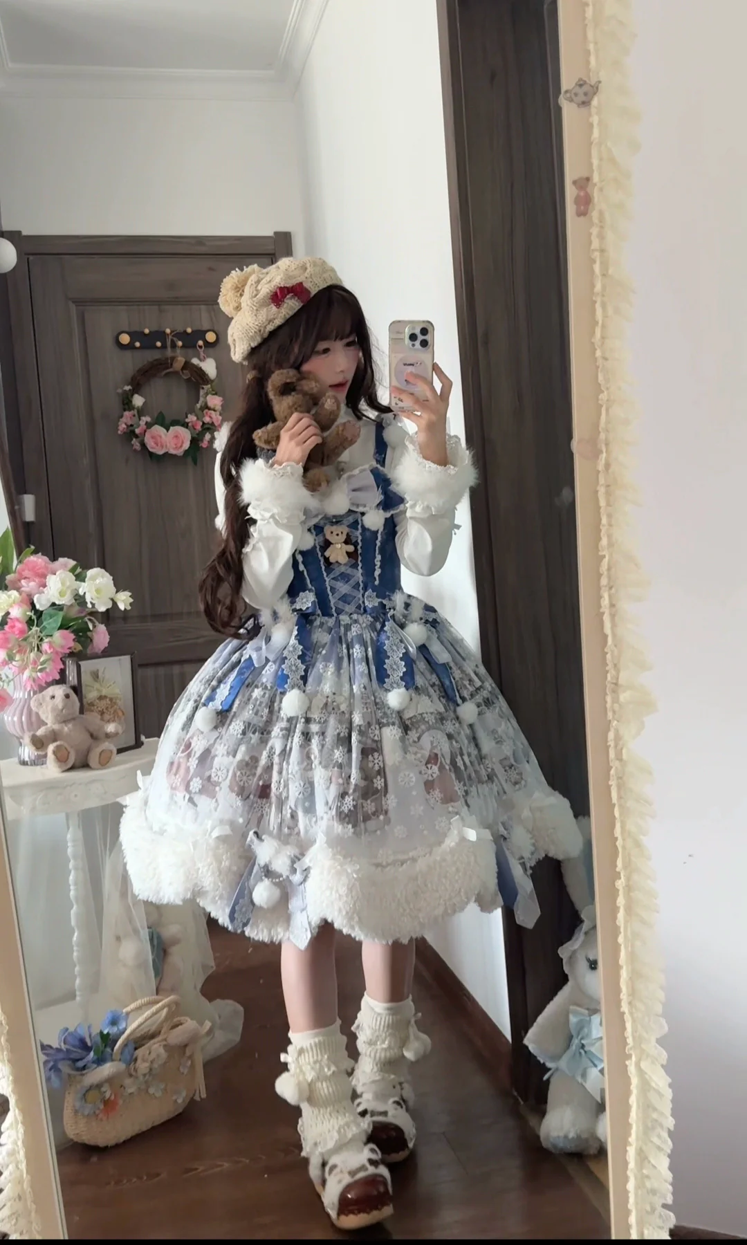 Jiuniangtutao - Edelweiss Moment - Fluffy Sweet Lolita JSK, Snow Details - Image 7