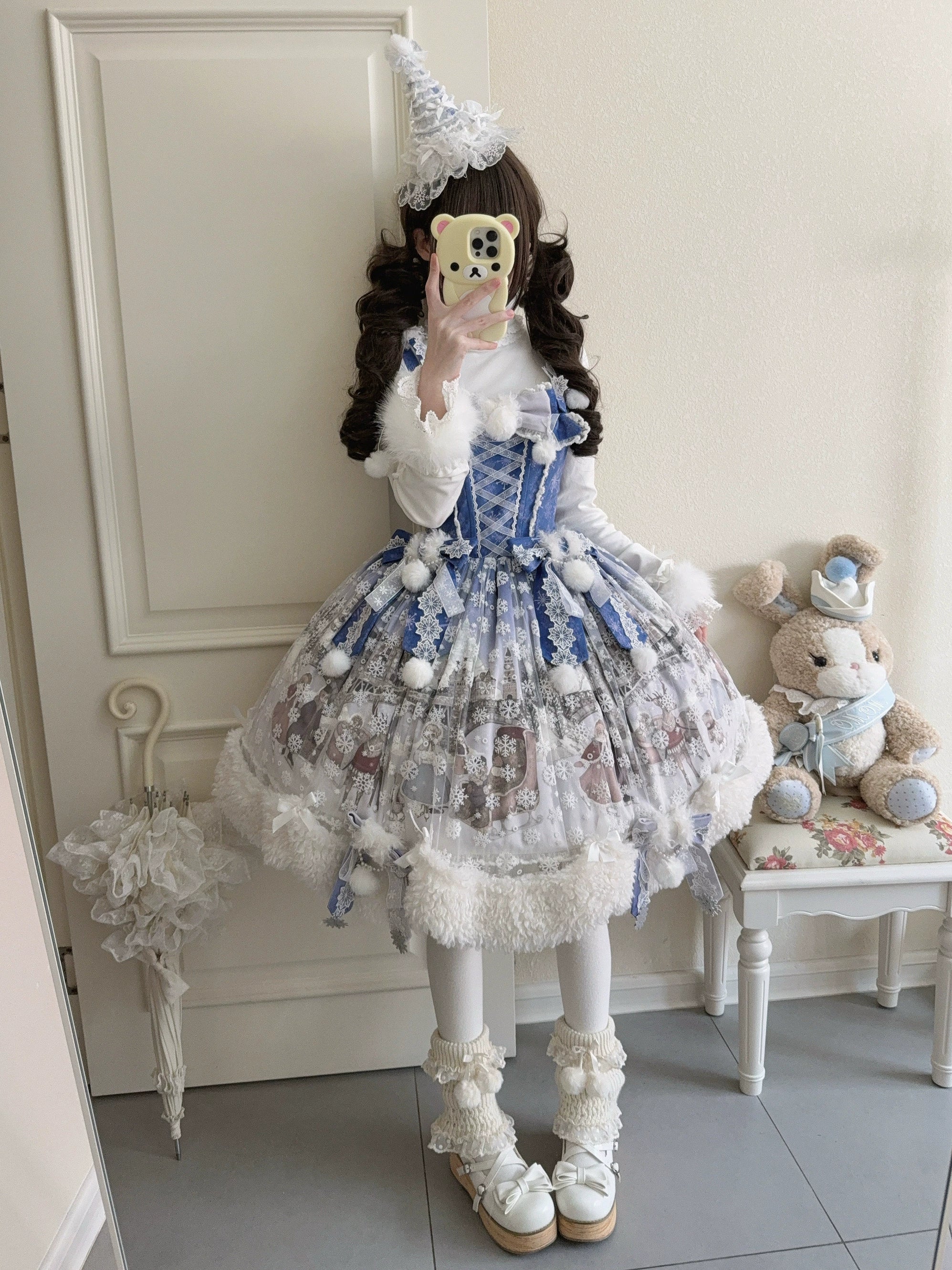 Jiuniangtutao - Edelweiss Moment - Fluffy Sweet Lolita JSK, Snow Details - Image 8