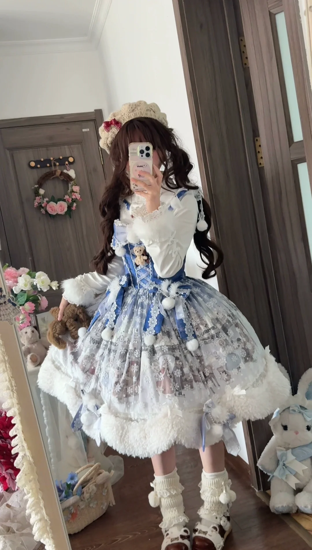 Jiuniangtutao - Edelweiss Moment - Fluffy Sweet Lolita JSK, Snow Details - Image 9