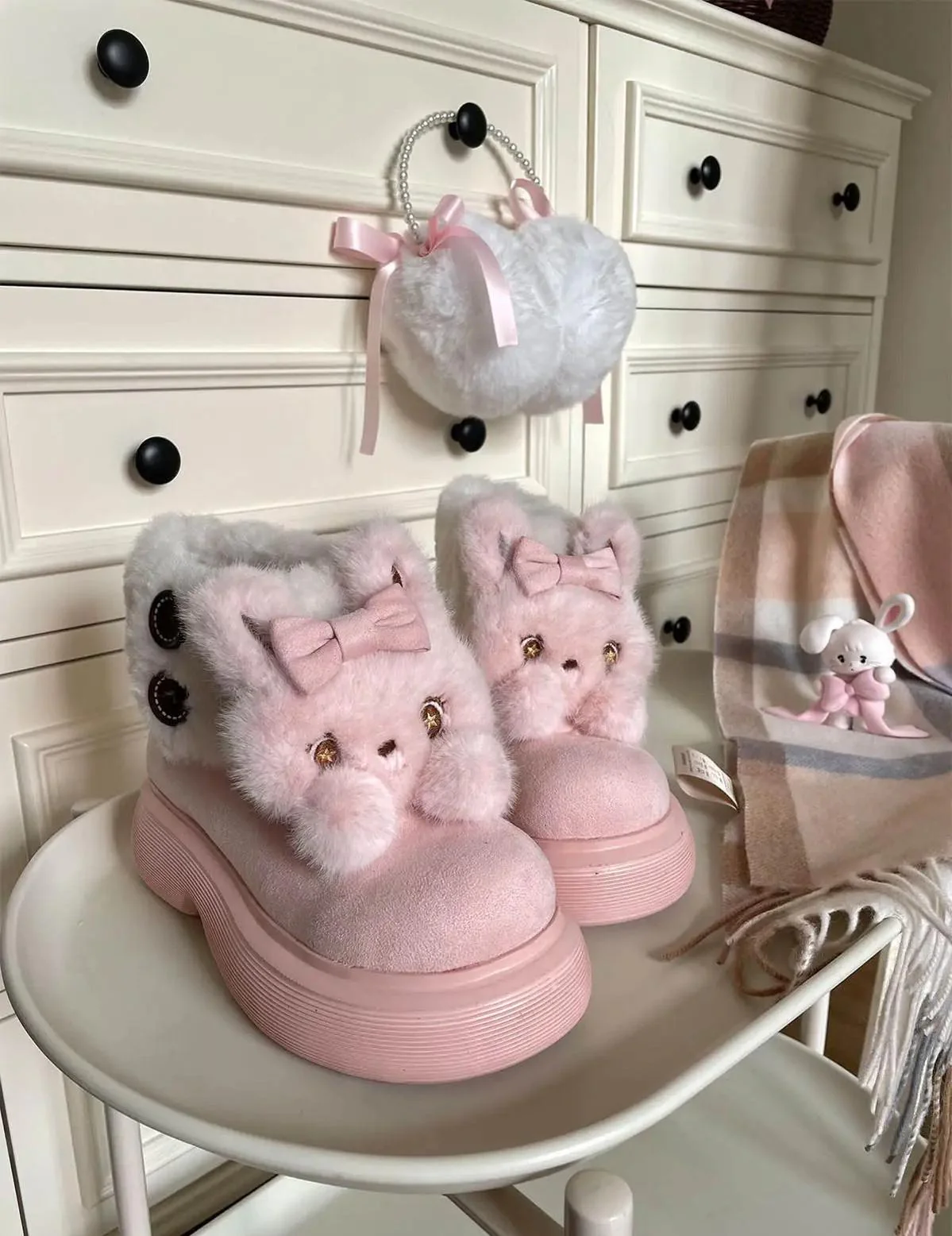 Sheep Puff - Fluffy Zoo - Fluffy Sweet Lolita Snow Boots, Animal Decorations - Image 2