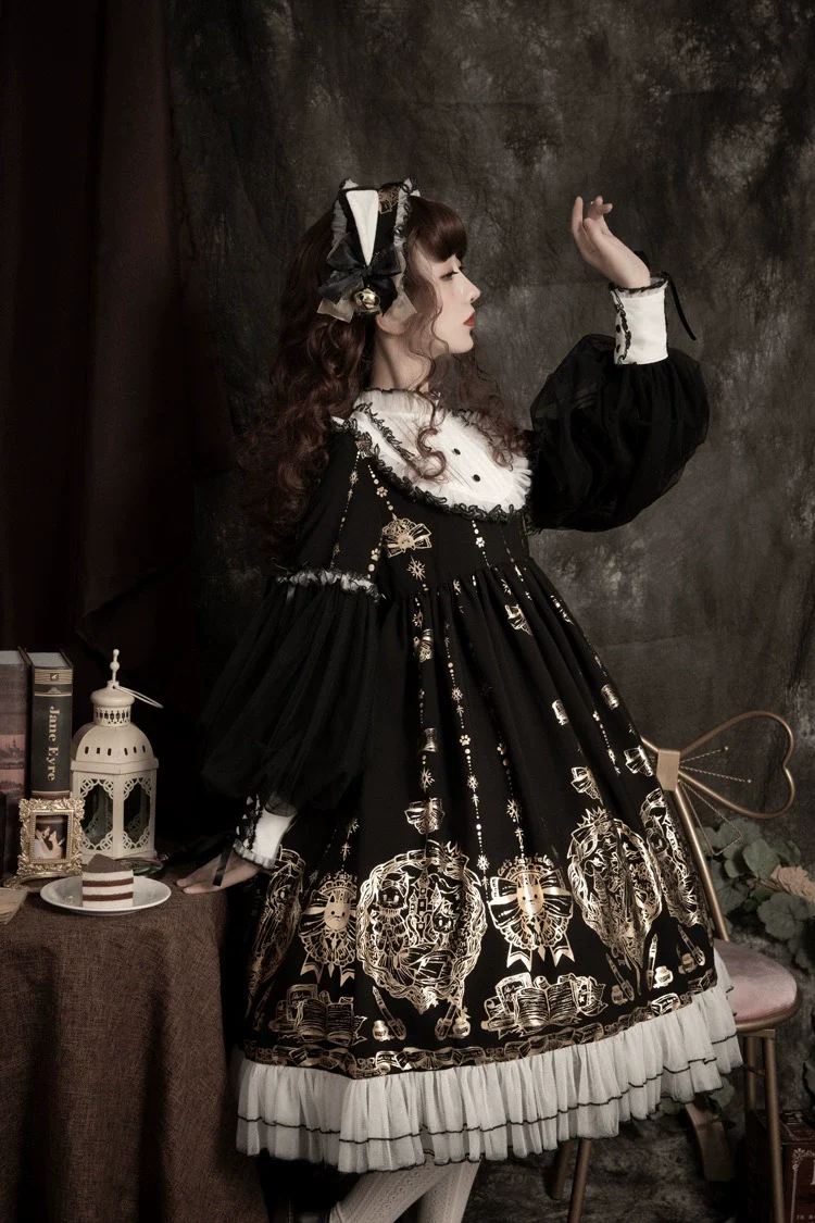 Foil-Stamped Fairytale Town - Animal Print Gothic Lolita Dress - Image 16