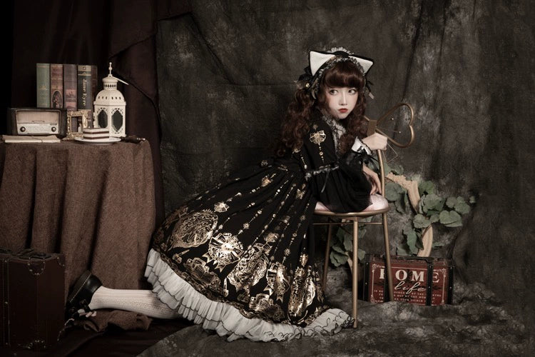 Foil-Stamped Fairytale Town - Animal Print Gothic Lolita Dress - Image 17
