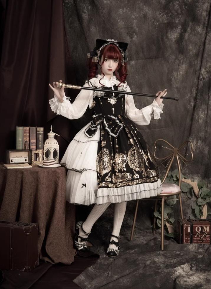 Foil-Stamped Fairytale Town - Animal Print Gothic Lolita Dress - Image 5