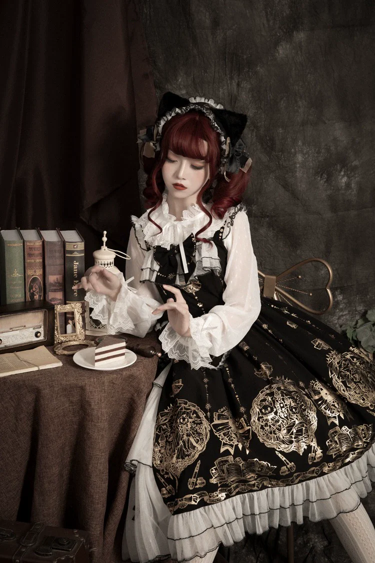 Foil-Stamped Fairytale Town - Animal Print Gothic Lolita Dress - Image 9