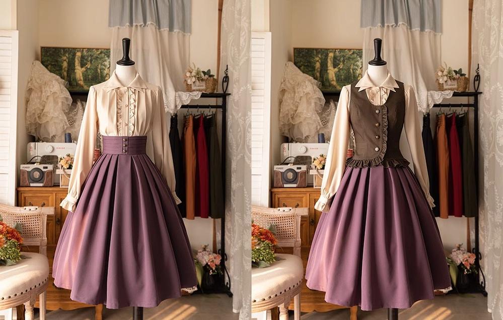 Forest Basket - Elegant Lolita Pleated Skirt - Image 16
