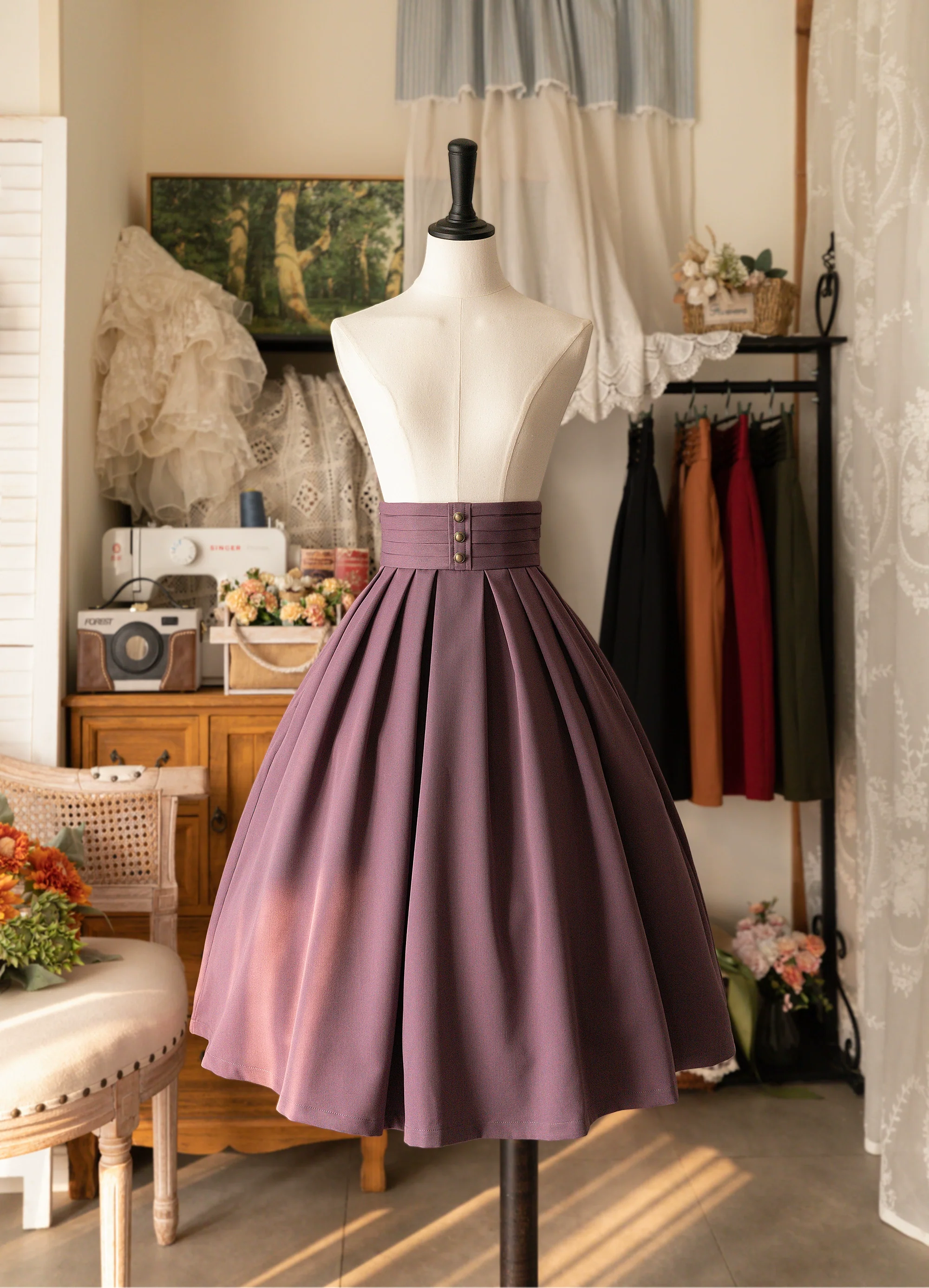 Forest Basket - Elegant Lolita Pleated Skirt - Image 5