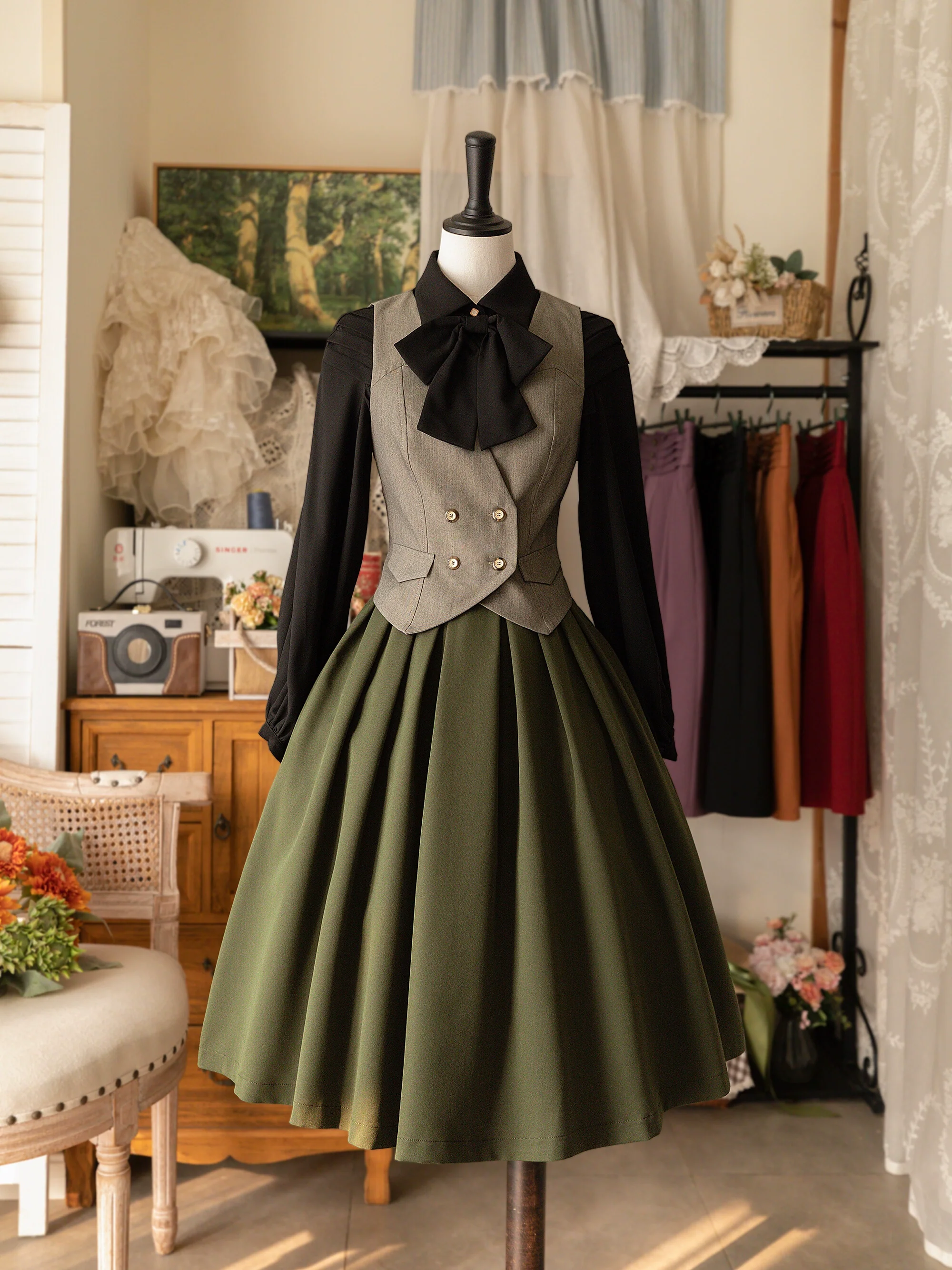 Forest Basket - Elegant Lolita Pleated Skirt - Image 6