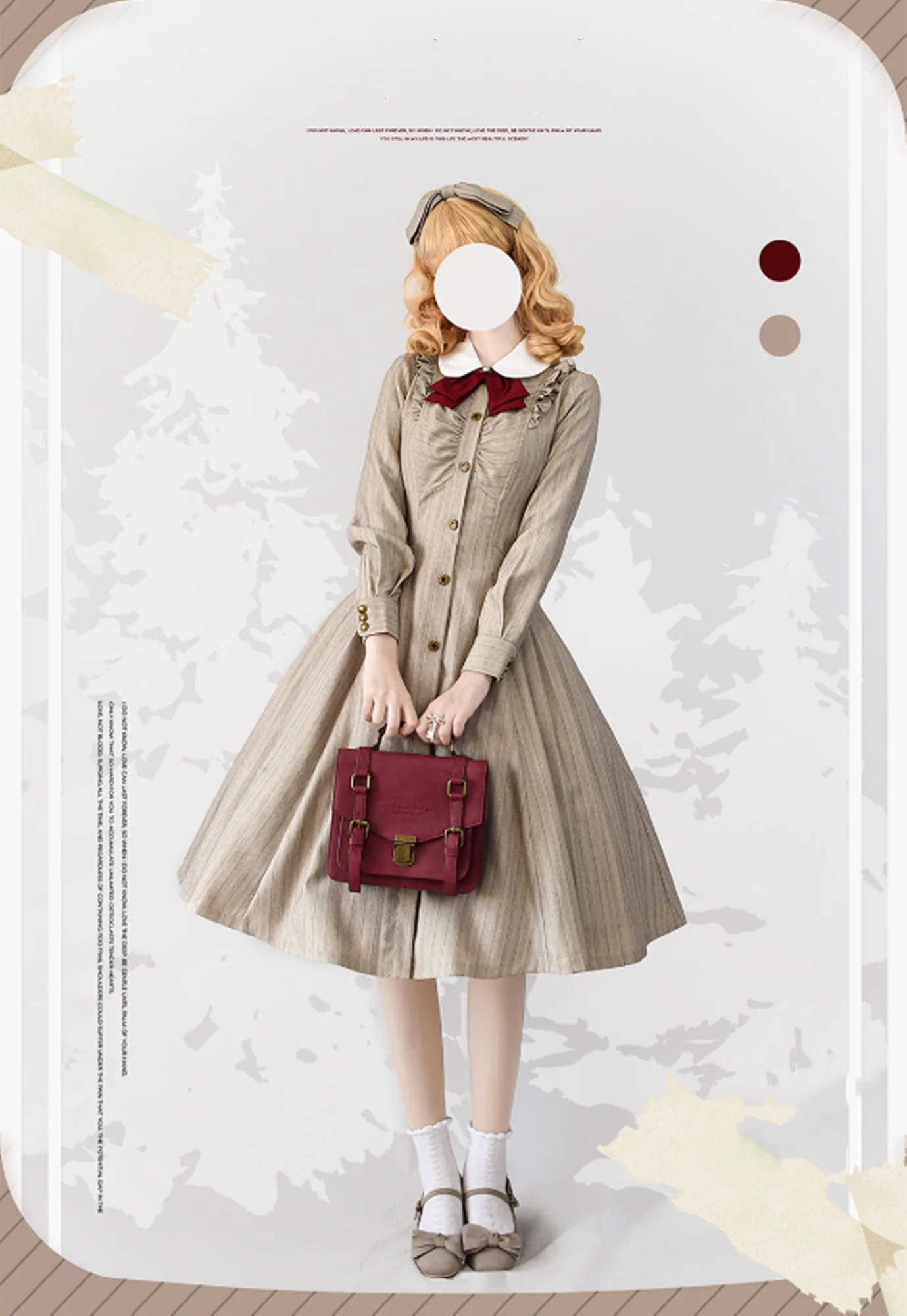 Winter Lolita Classic Front Open Stripe OP - Image 11