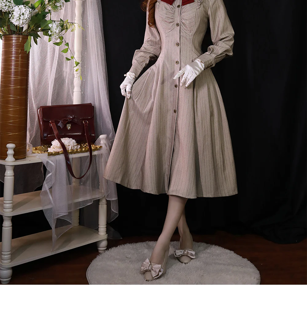 Winter Lolita Classic Front Open Stripe OP - Image 15