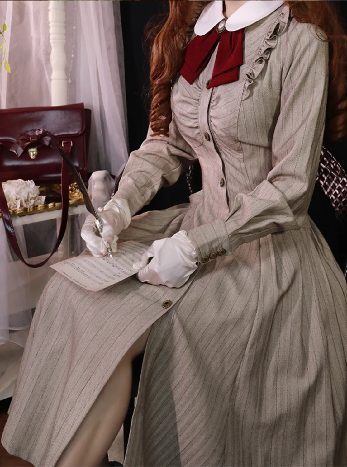 Winter Lolita Classic Front Open Stripe OP - Image 17