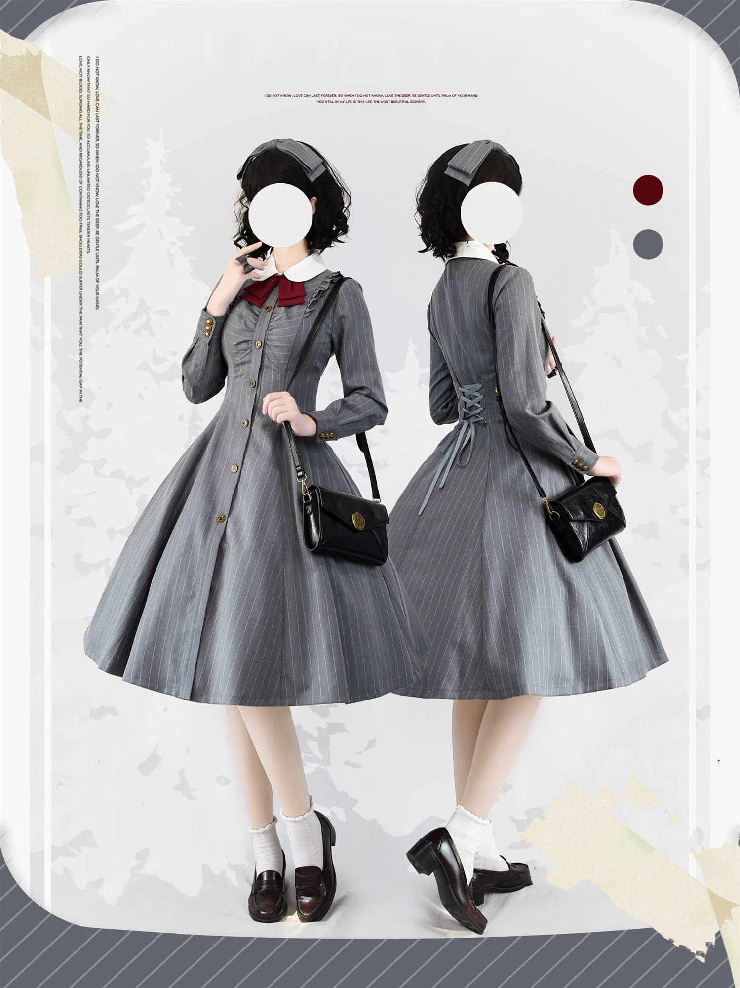 Winter Lolita Classic Front Open Stripe OP - Image 25