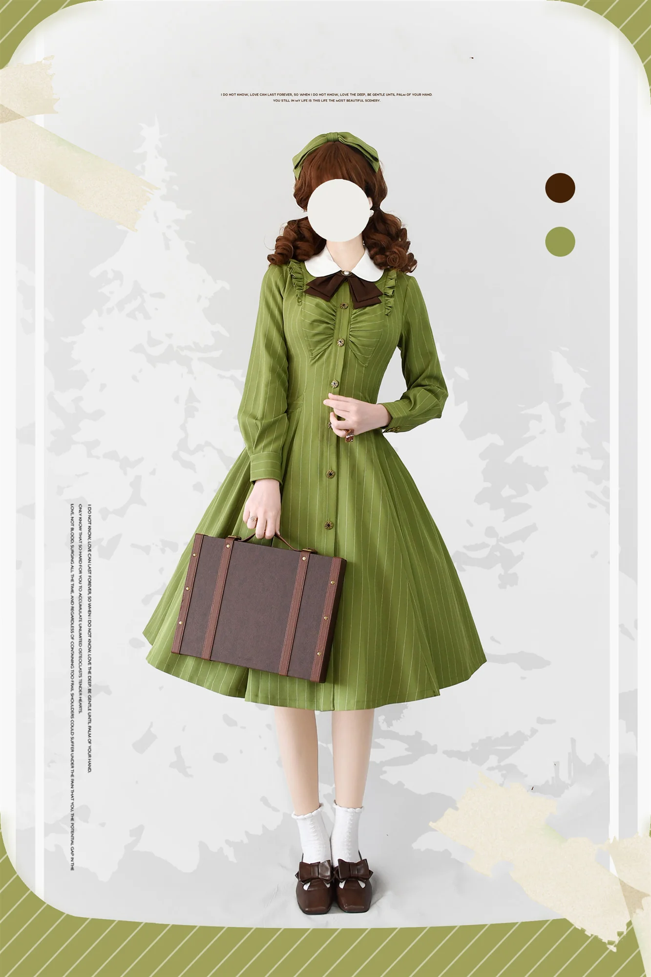 Winter Lolita Classic Front Open Stripe OP - Image 3