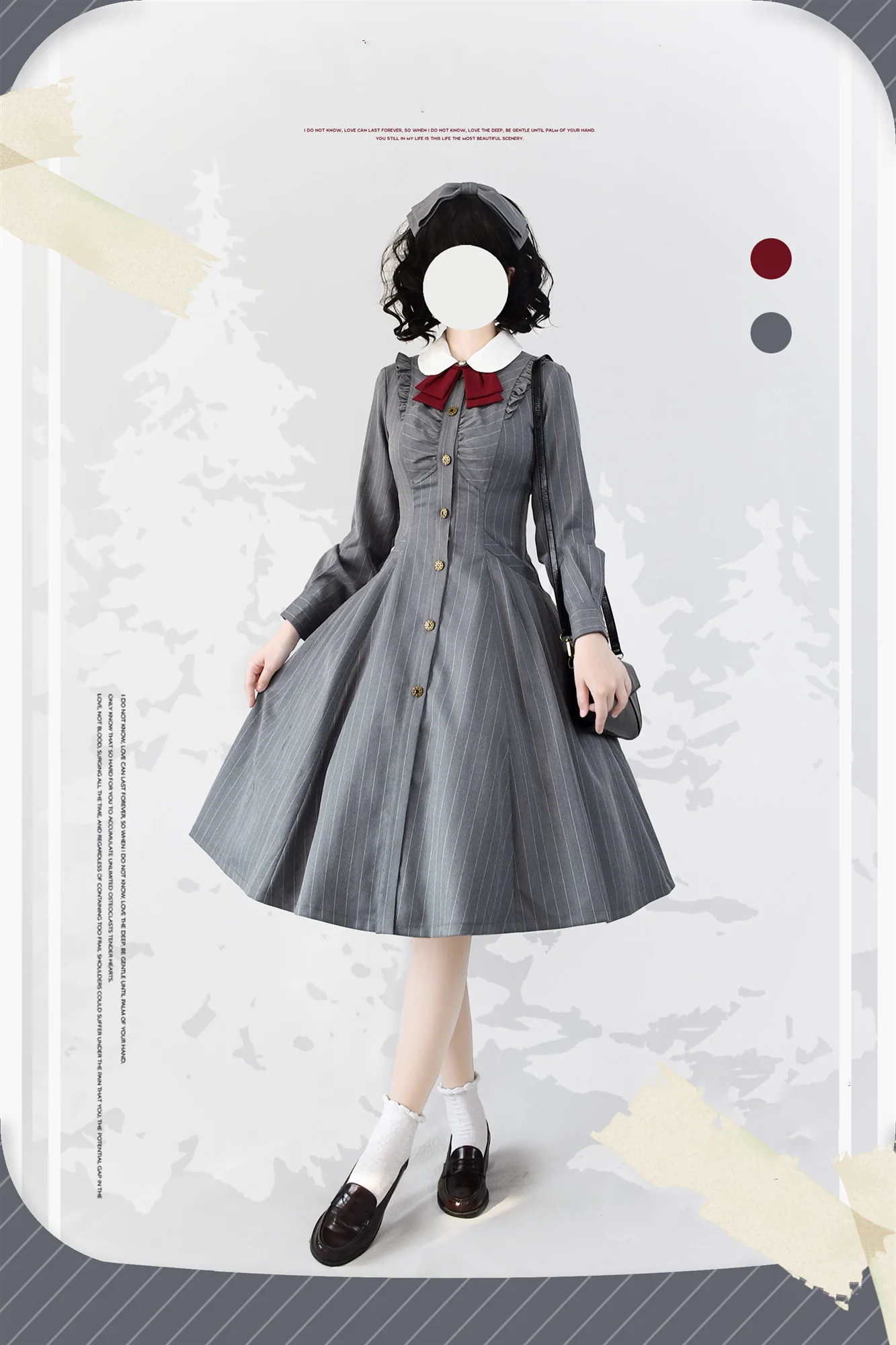 Winter Lolita Classic Front Open Stripe OP - Image 6