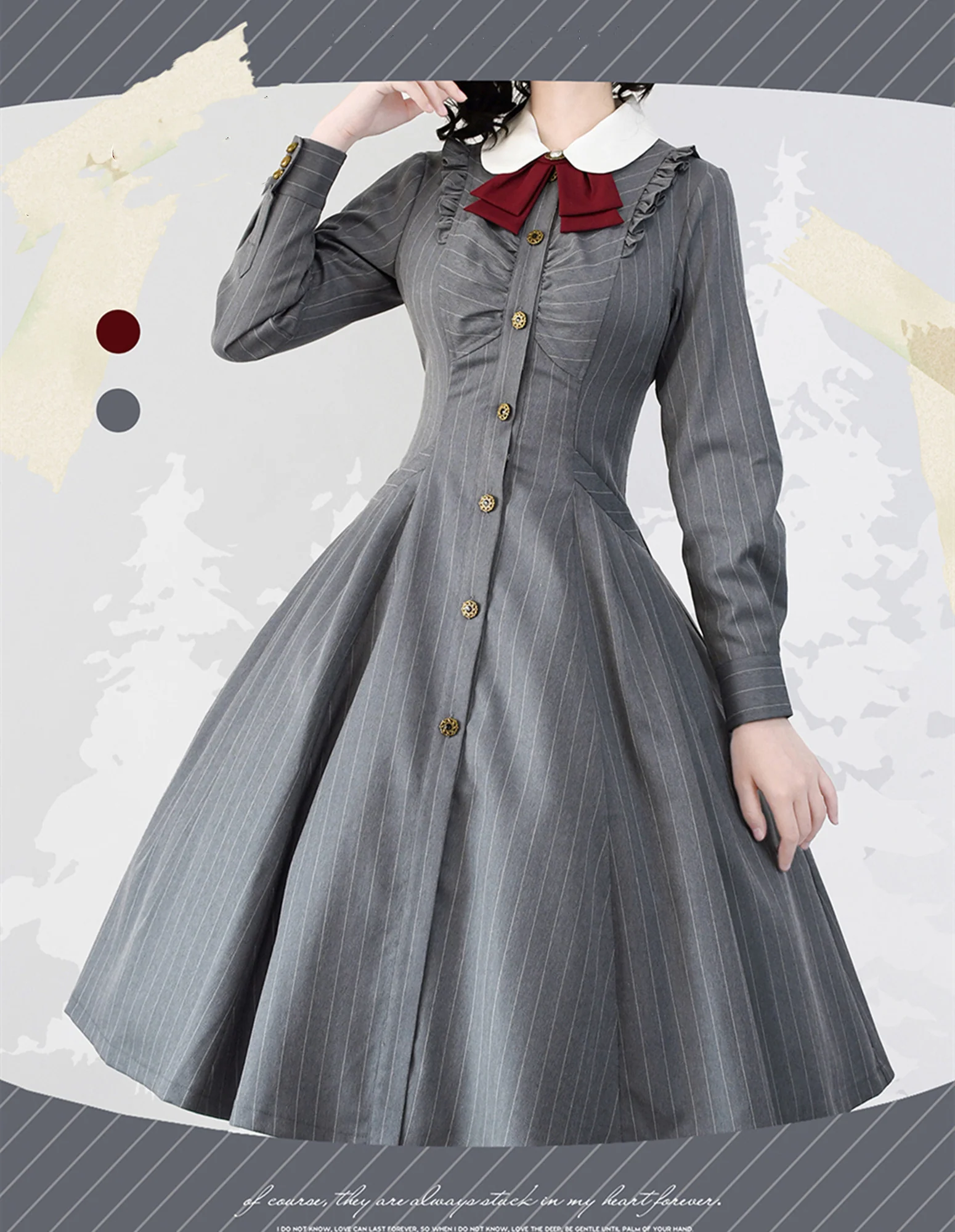 Winter Lolita Classic Front Open Stripe OP - Image 8