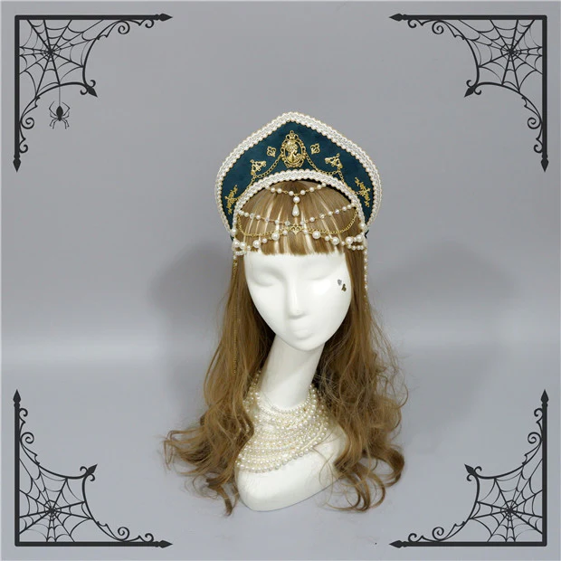 Foxcherry - Retro Lolita Gorgeous Bead Chain Headdress Multicolors - Image 10