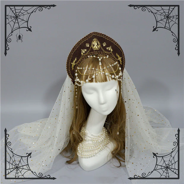 Foxcherry - Retro Lolita Gorgeous Bead Chain Headdress Multicolors - Image 11