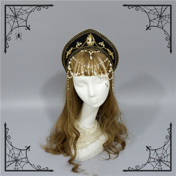 Foxcherry - Retro Lolita Gorgeous Bead Chain Headdress Multicolors - Image 12