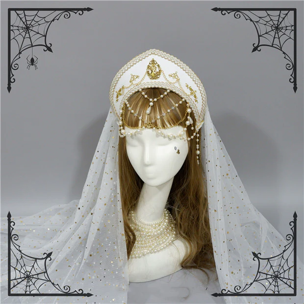 Foxcherry - Retro Lolita Gorgeous Bead Chain Headdress Multicolors - Image 13