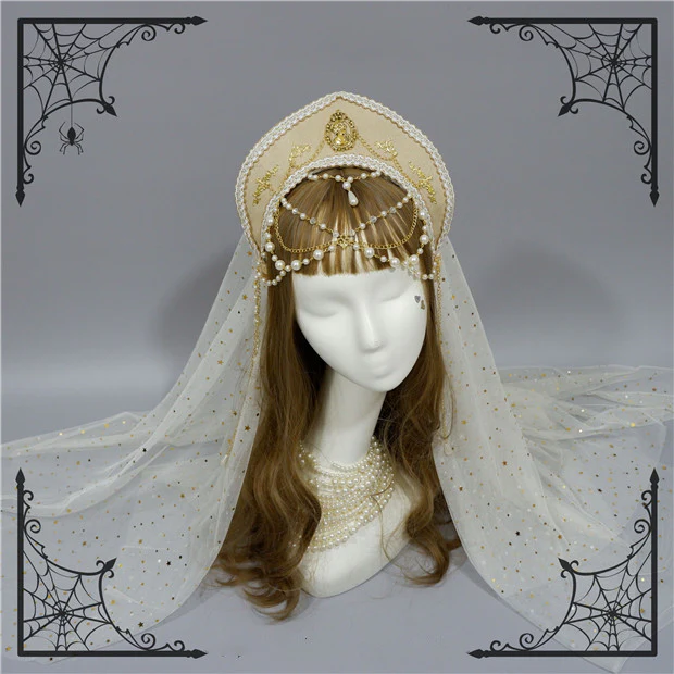 Foxcherry - Retro Lolita Gorgeous Bead Chain Headdress Multicolors - Image 14