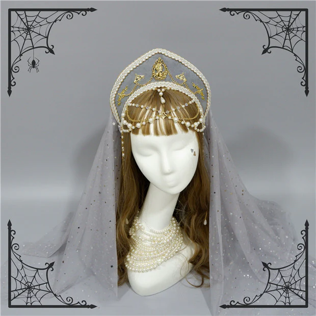 Foxcherry - Retro Lolita Gorgeous Bead Chain Headdress Multicolors - Image 15