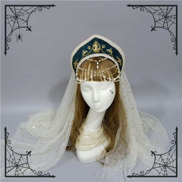 Foxcherry - Retro Lolita Gorgeous Bead Chain Headdress Multicolors - Image 16