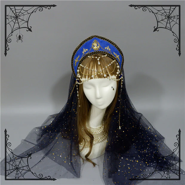 Foxcherry - Retro Lolita Gorgeous Bead Chain Headdress Multicolors - Image 17