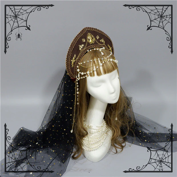 Foxcherry - Retro Lolita Gorgeous Bead Chain Headdress Multicolors - Image 21