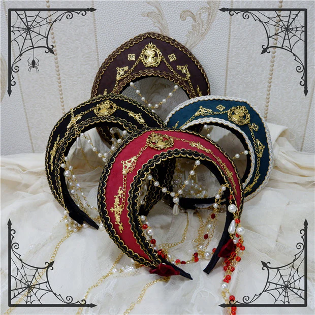 Foxcherry - Retro Lolita Gorgeous Bead Chain Headdress Multicolors - Image 24