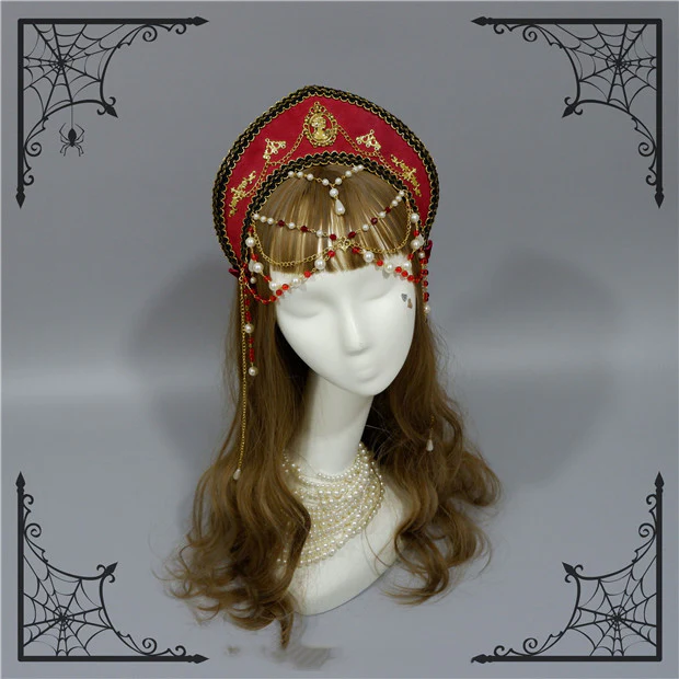 Foxcherry - Retro Lolita Gorgeous Bead Chain Headdress Multicolors - Image 3