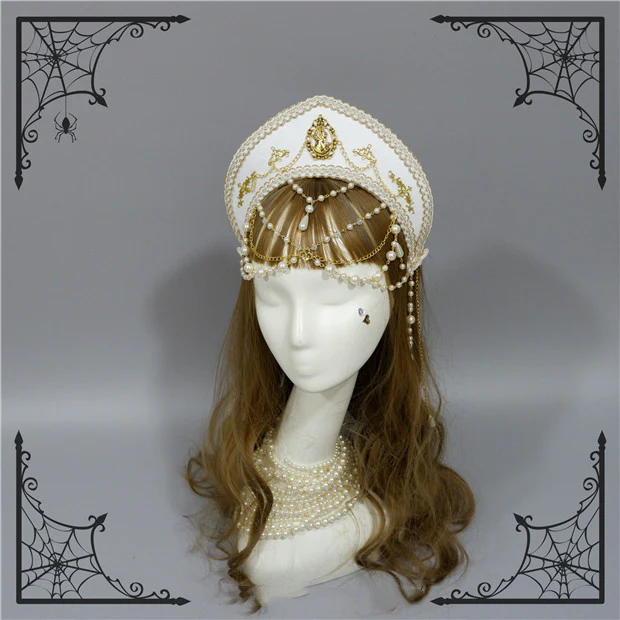 Foxcherry - Retro Lolita Gorgeous Bead Chain Headdress Multicolors - Image 5