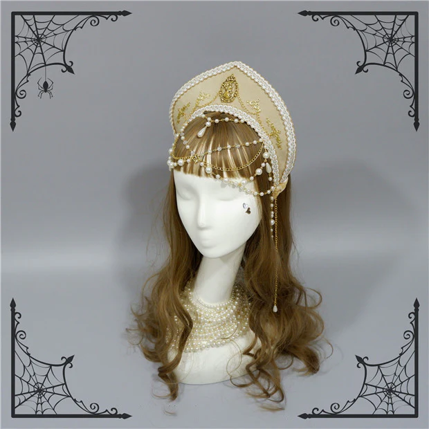 Foxcherry - Retro Lolita Gorgeous Bead Chain Headdress Multicolors - Image 6