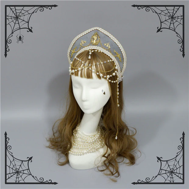 Foxcherry - Retro Lolita Gorgeous Bead Chain Headdress Multicolors - Image 7