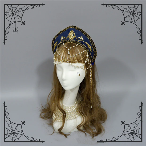 Foxcherry - Retro Lolita Gorgeous Bead Chain Headdress Multicolors - Image 9