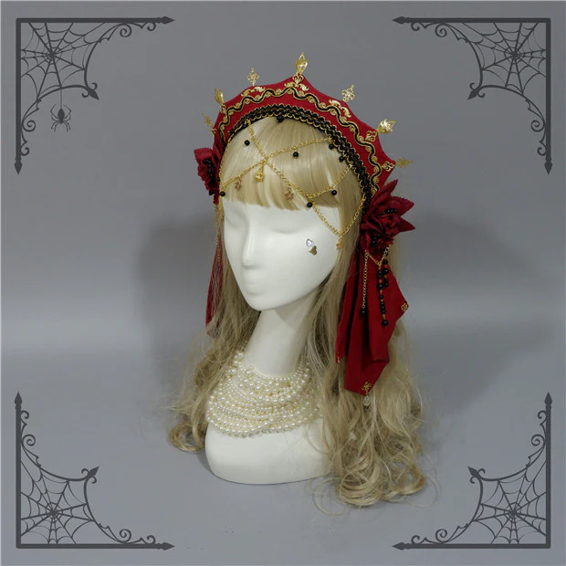 Foxcherry-Palace Retro Gorgeous Lolita headdress Multicolors - Image 12
