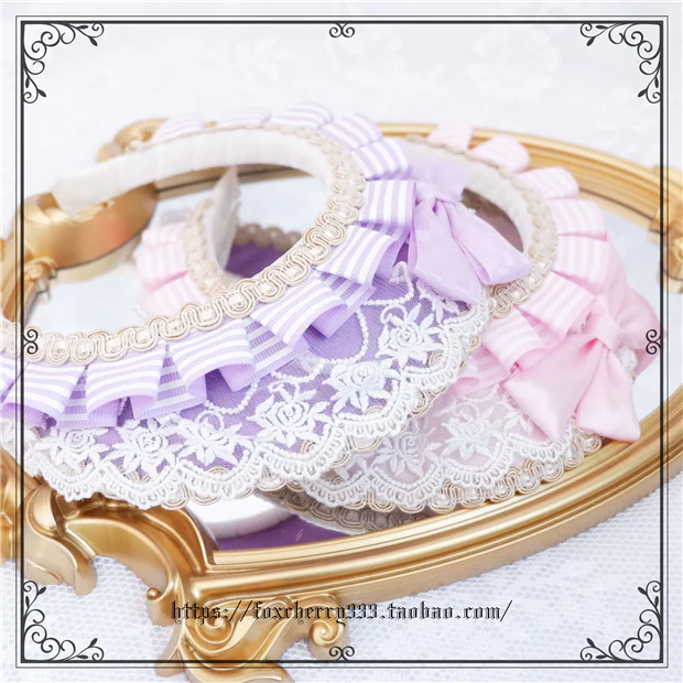 Foxcherry-Sweet Lolita Striped Maid Headdress Multicolors - Image 11
