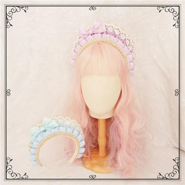 Foxcherry-Sweet Lolita Striped Maid Headdress Multicolors - Image 14