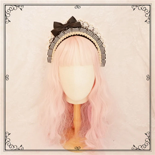 Foxcherry-Sweet Lolita Striped Maid Headdress Multicolors - Image 15