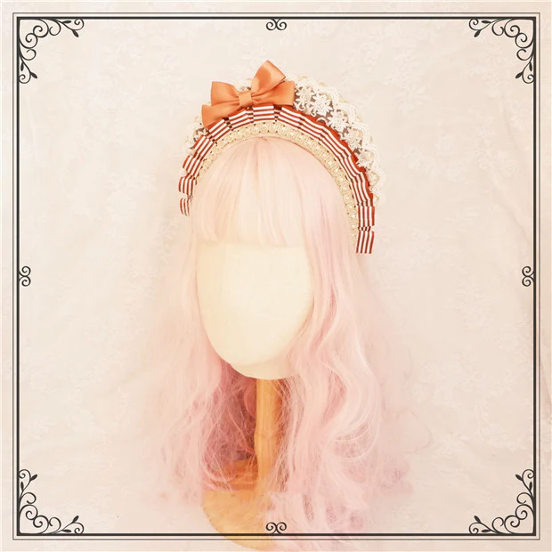 Foxcherry-Sweet Lolita Striped Maid Headdress Multicolors - Image 17