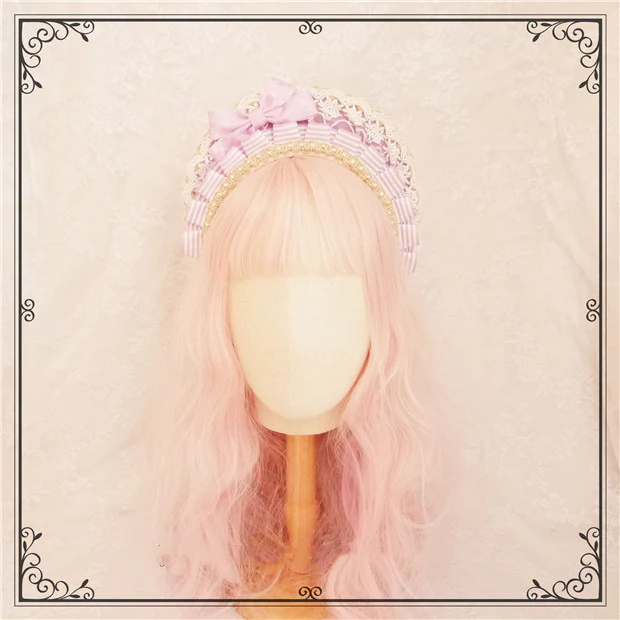 Foxcherry-Sweet Lolita Striped Maid Headdress Multicolors - Image 19