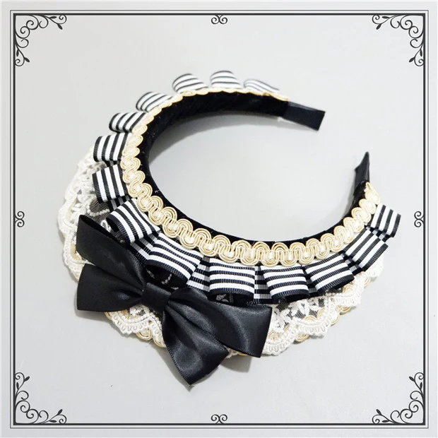 Foxcherry-Sweet Lolita Striped Maid Headdress Multicolors - Image 24