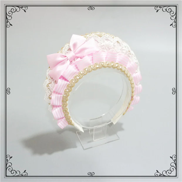 Foxcherry-Sweet Lolita Striped Maid Headdress Multicolors - Image 25