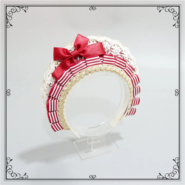 Foxcherry-Sweet Lolita Striped Maid Headdress Multicolors - Image 28