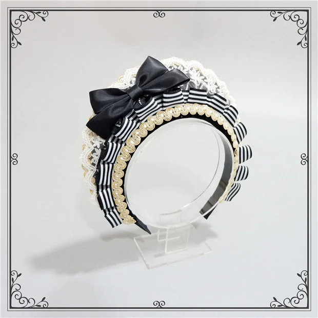 Foxcherry-Sweet Lolita Striped Maid Headdress Multicolors - Image 30