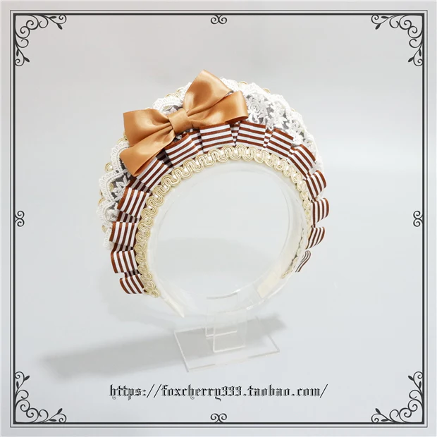 Foxcherry-Sweet Lolita Striped Maid Headdress Multicolors - Image 4