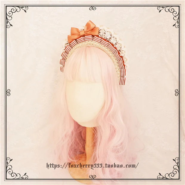 Foxcherry-Sweet Lolita Striped Maid Headdress Multicolors - Image 6