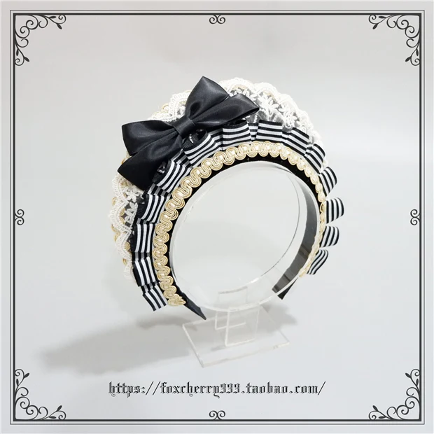 Foxcherry-Sweet Lolita Striped Maid Headdress Multicolors - Image 7