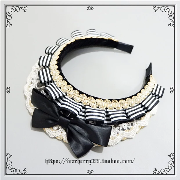 Foxcherry-Sweet Lolita Striped Maid Headdress Multicolors - Image 8