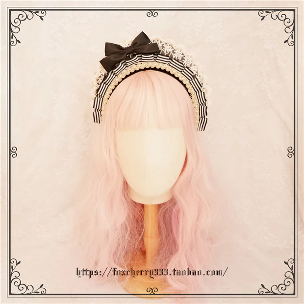 Foxcherry-Sweet Lolita Striped Maid Headdress Multicolors - Image 9