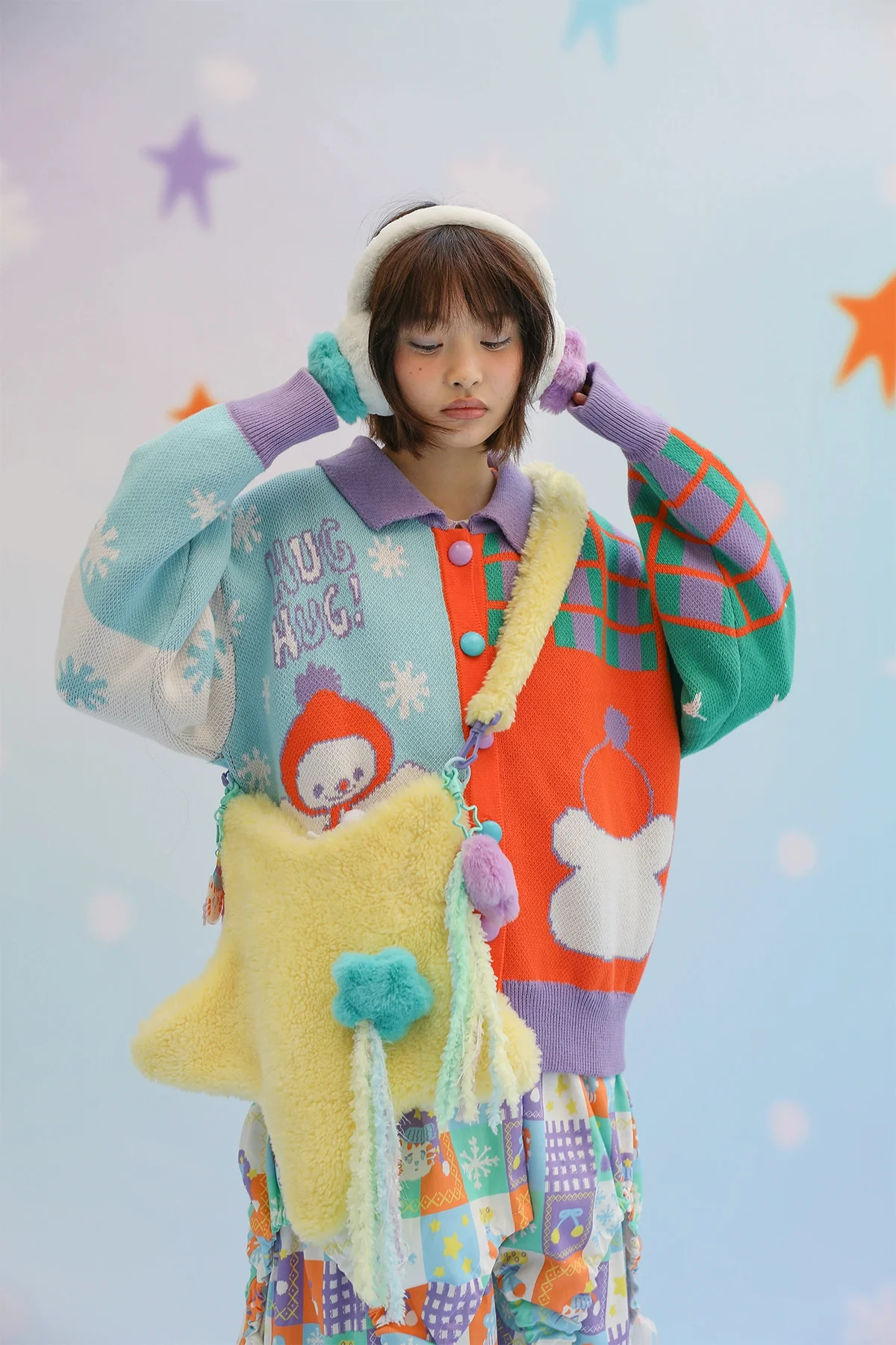 Frufru - Cute Lolita Bag Cartoon Stars Yellow Plush Bag - Image 14